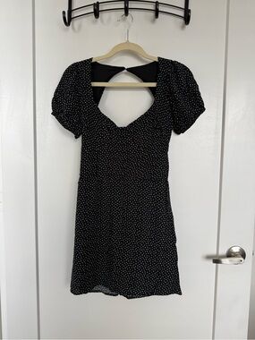 L.A. Hearts Black Floral Dotted Short Sleeve Dress